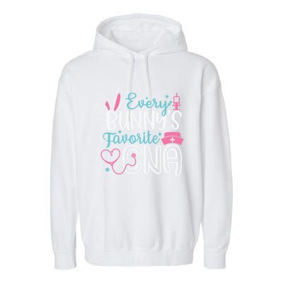 Wo Every Bunnys Favorite Cna Happy Easter Nurse Gift Garment-Dyed Fleece Hoodie