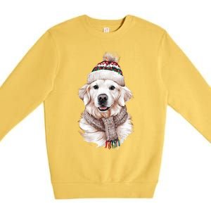 White English Cream Golden Retriever Mom Dog Puppy Christmas Gift Premium Crewneck Sweatshirt