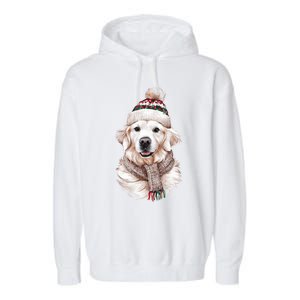 White English Cream Golden Retriever Mom Dog Puppy Christmas Gift Garment-Dyed Fleece Hoodie