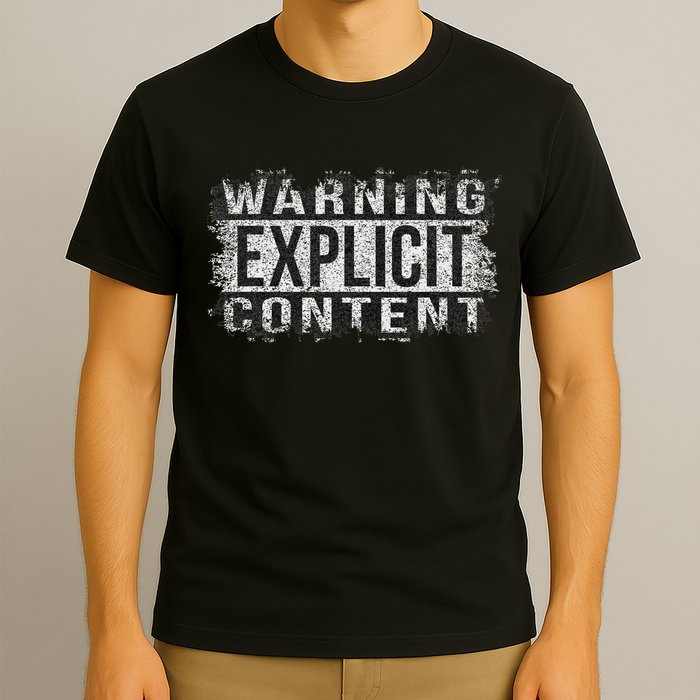 Warning Explicit Content Distressed Look T-Shirt