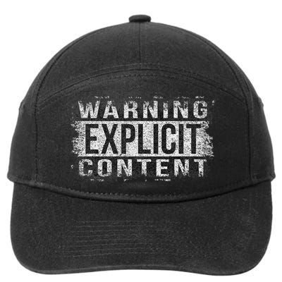 Warning Explicit Content Distressed Look 7-Panel Snapback Hat