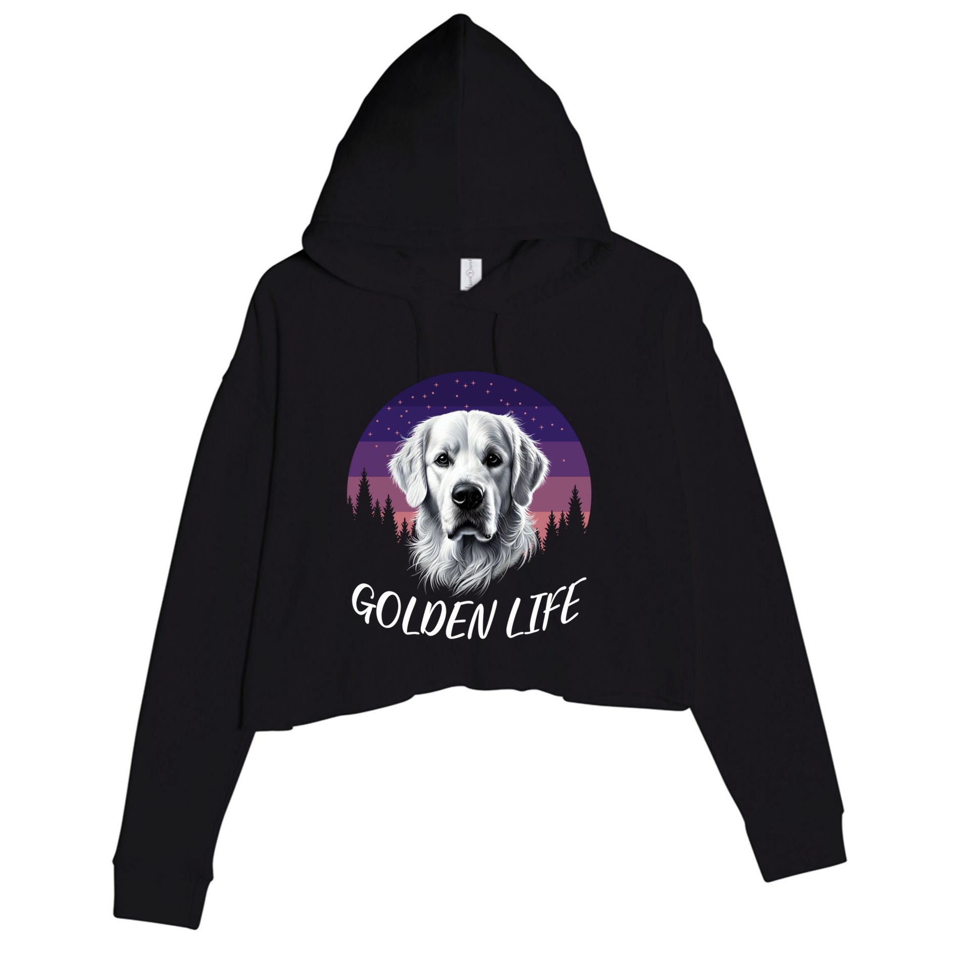 White English Cream Golden Retriever Simply Golden Gift Crop Fleece Hoodie