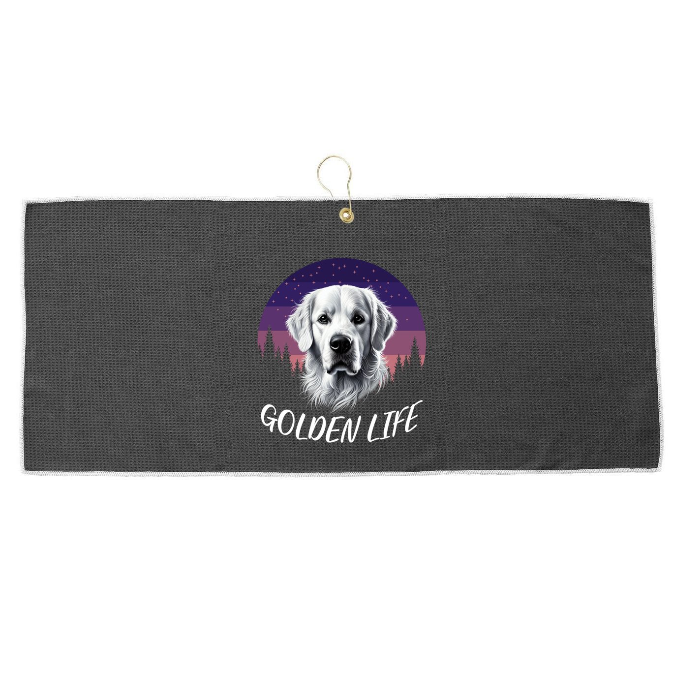 White English Cream Golden Retriever Simply Golden Gift Large Microfiber Waffle Golf Towel