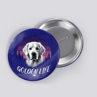 White English Cream Golden Retriever Simply Golden Gift Button