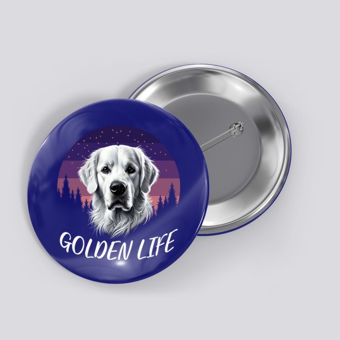 White English Cream Golden Retriever Simply Golden Gift Button