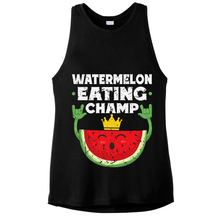 Watermelon Eating Champ Summer Eating Contest Festival Ladies PosiCharge Tri-Blend Wicking Tank