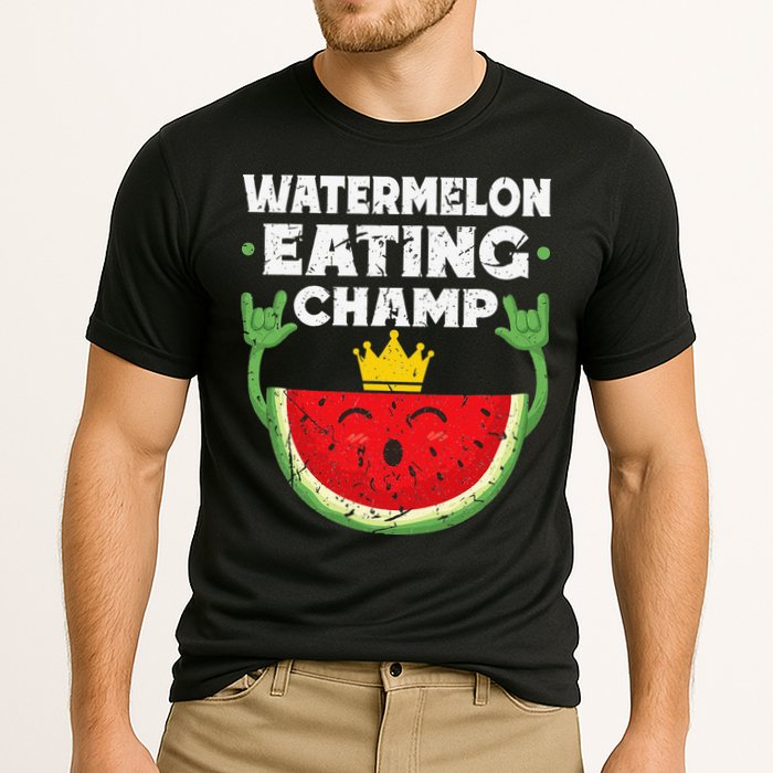 Watermelon Eating Champ Summer Eating Contest Festival Cooling Performance Crew T-Shirt
