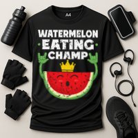 Watermelon Eating Champ Summer Eating Contest Festival Cooling Performance Crew T-Shirt
