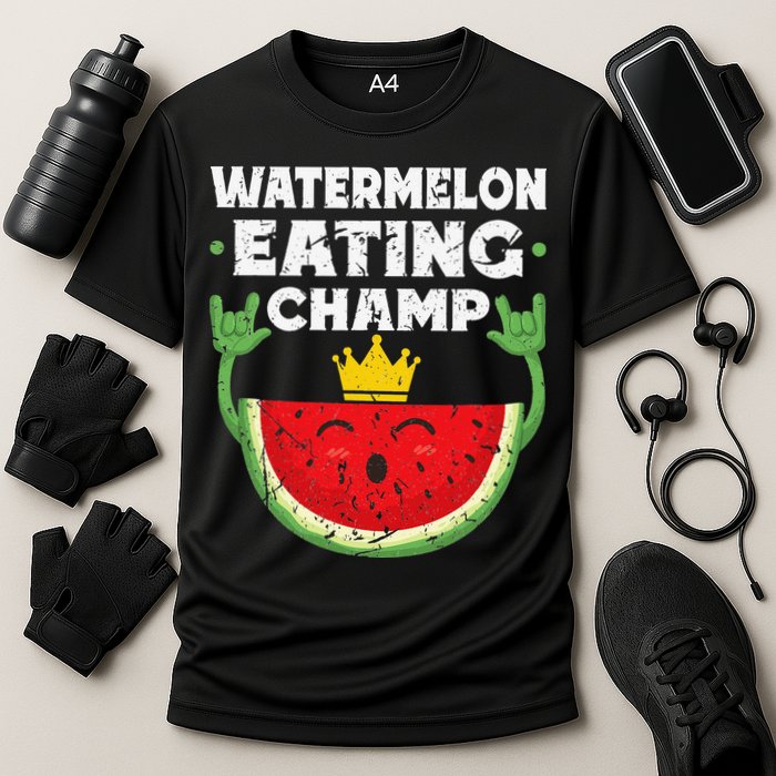 Watermelon Eating Champ Summer Eating Contest Festival Cooling Performance Crew T-Shirt