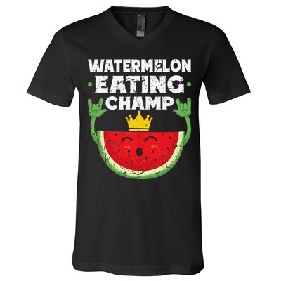 Watermelon Eating Champ Summer Eating Contest Festival V-Neck T-Shirt