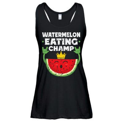 Watermelon Eating Champ Summer Eating Contest Festival Ladies Essential Flowy Tank