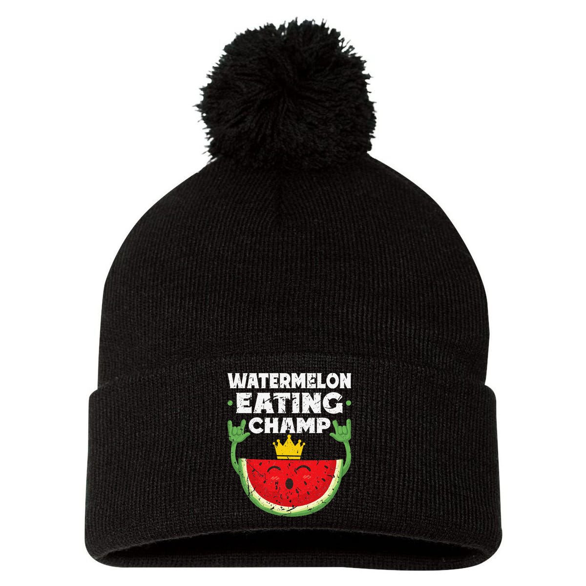 Watermelon Eating Champ Summer Eating Contest Festival Pom Pom 12in Knit Beanie