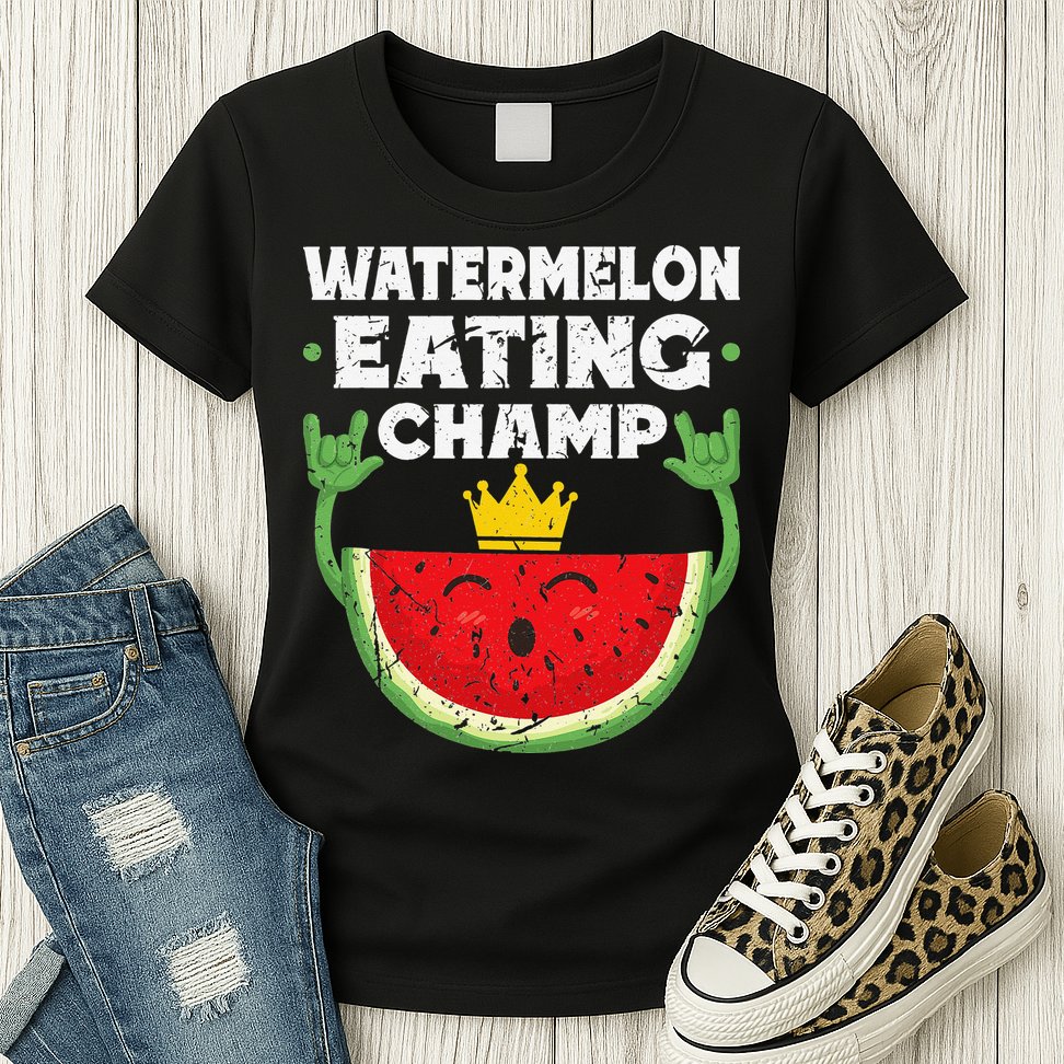 Watermelon Eating Champ Summer Eating Contest Festival Womens T-Shirt