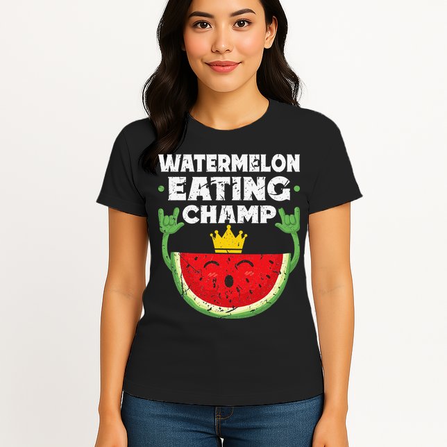Watermelon Eating Champ Summer Eating Contest Festival Womens T-Shirt