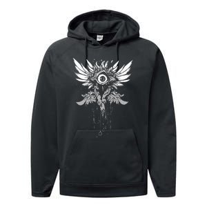 Weirdcore Eyeball Dark Pastel Goth Halloween Eyeball Wings Performance Fleece Hoodie