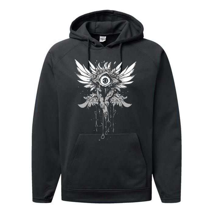 Weirdcore Eyeball Dark Pastel Goth Halloween Eyeball Wings Performance Fleece Hoodie