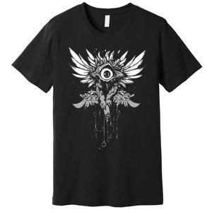 Weirdcore Eyeball Dark Pastel Goth Halloween Eyeball Wings Premium T-Shirt