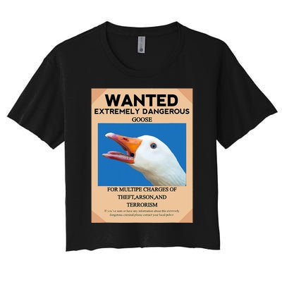 WANTED EXTREMELY DANGEROUS GOOSE UNTITLED GOOSE MEME HONK Women's Crop Top Tee