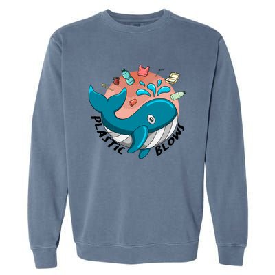 Whale Earth Day Plastic Blows Recycling Awareness Meaningful Gift Garment-Dyed Sweatshirt