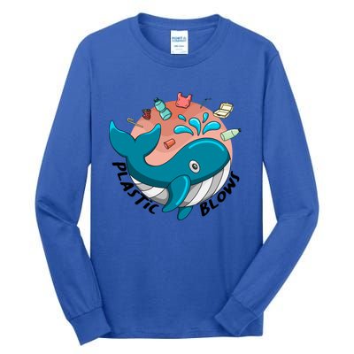 Whale Earth Day Plastic Blows Recycling Awareness Meaningful Gift Tall Long Sleeve T-Shirt