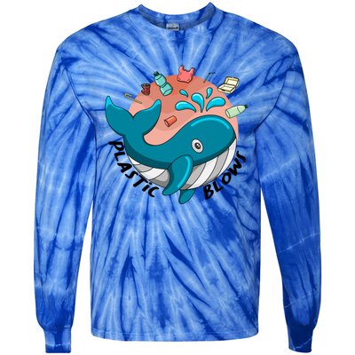 Whale Earth Day Plastic Blows Recycling Awareness Meaningful Gift Tie-Dye Long Sleeve Shirt