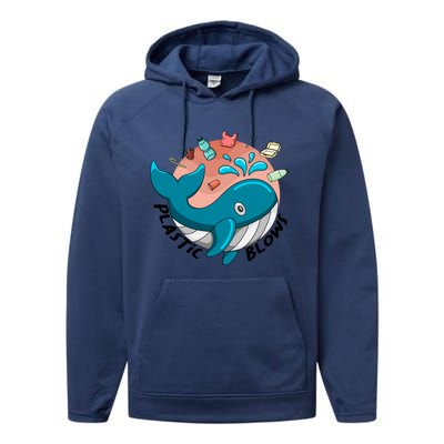 Whale Earth Day Plastic Blows Recycling Awareness Meaningful Gift Performance Fleece Hoodie