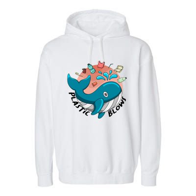 Whale Earth Day Plastic Blows Recycling Awareness Meaningful Gift Garment-Dyed Fleece Hoodie