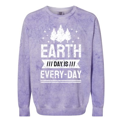 World Earth Day Is Everyday Conservation Planet Vintage Gift Colorblast Crewneck Sweatshirt