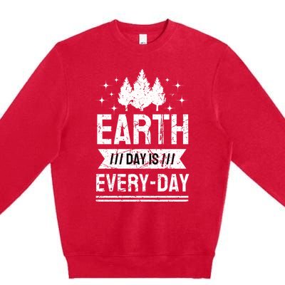 World Earth Day Is Everyday Conservation Planet Vintage Gift Premium Crewneck Sweatshirt