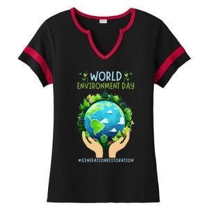 World Environt Day 2024 Earth Dayeyes On The Environt Meaningful Gift Ladies Halftime Notch Neck Tee