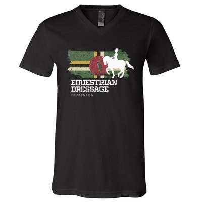 Wo Equestrian Dressage Dominica Horse Rider V-Neck T-Shirt