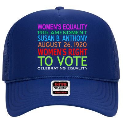 Women's Equality Day Right To Vote Susan B. Anthony Funny High Crown Mesh Back Trucker Hat