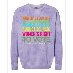 Women's Equality Day Right To Vote Susan B. Anthony Colorblast Crewneck Sweatshirt