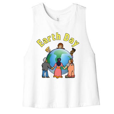 Womens Earth Day Environmental Awareness Save A Planet Women's Racerback Cropped Tank