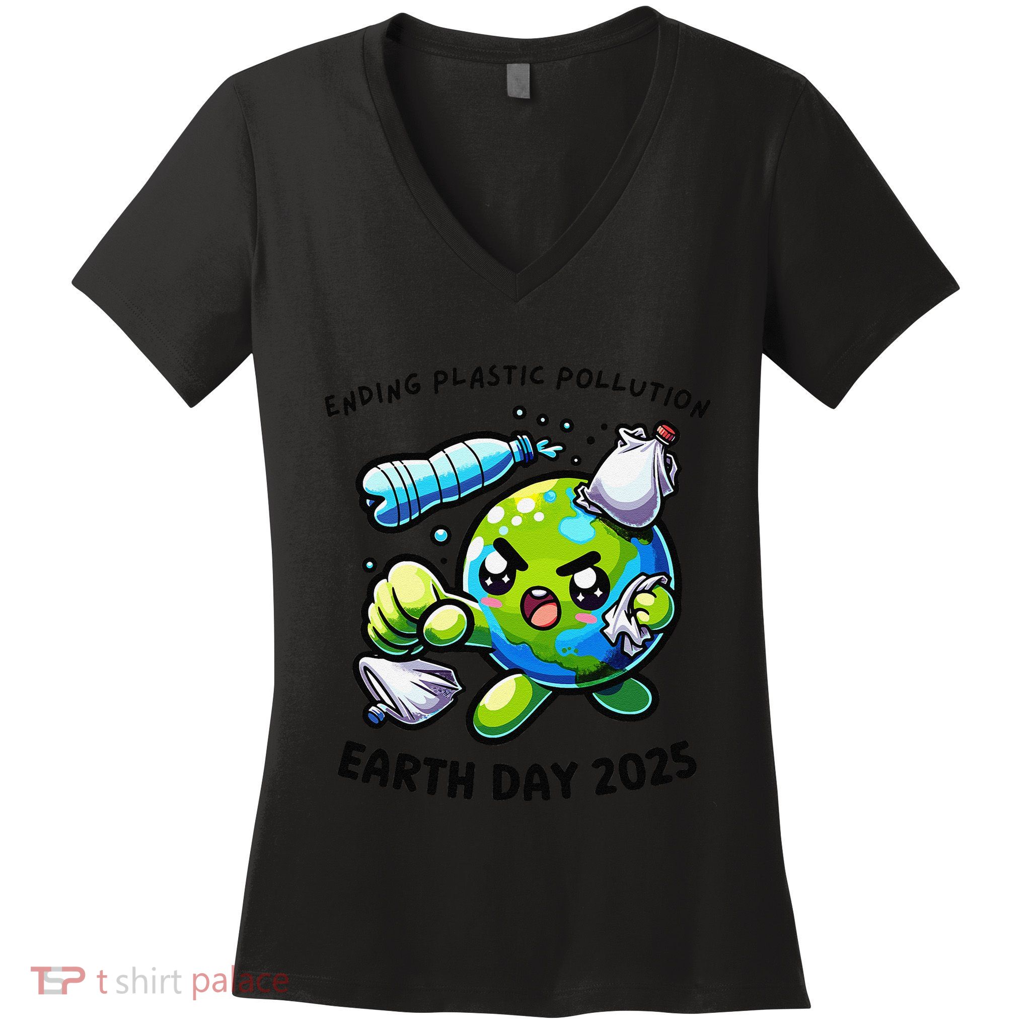 World Environment Day 2025 Ending Plastic Women's V-Neck T-Shirt