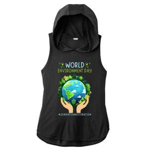 World Environt Day 2024 Earth Dayeyes On The Environt Gift Ladies PosiCharge Tri-Blend Wicking Draft Hoodie Tank