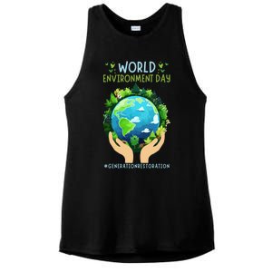 World Environt Day 2024 Earth Dayeyes On The Environt Gift Ladies PosiCharge Tri-Blend Wicking Tank