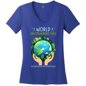 World Environt Day 2024 Earth Dayeyes On The Environt Gift Women's V-Neck T-Shirt