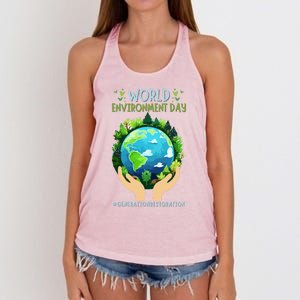 World Environt Day 2024 Earth Dayeyes On The Environt Gift Women's Knotted Racerback Tank