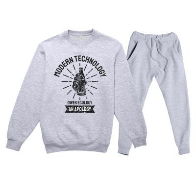 World Earth Day Modern Technology Owes Ecology Apology Gift Premium Crewneck Sweatsuit Set