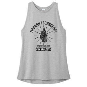 World Earth Day Modern Technology Owes Ecology Apology Gift Ladies PosiCharge Tri-Blend Wicking Tank