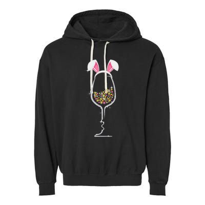 Wo Easter Day Color Egg Wine Glass Bunny Wine Lovers Tee Gift Garment-Dyed Fleece Hoodie