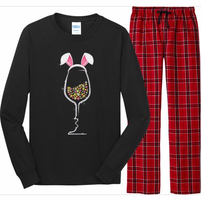 Wo Easter Day Color Egg Wine Glass Bunny Wine Lovers Tee Gift Long Sleeve Pajama Set