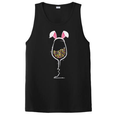 Wo Easter Day Color Egg Wine Glass Bunny Wine Lovers Tee Gift PosiCharge Competitor Tank