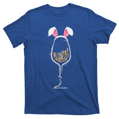 Wo Easter Day Color Egg Wine Glass Bunny Wine Lovers Tee Gift T-Shirt