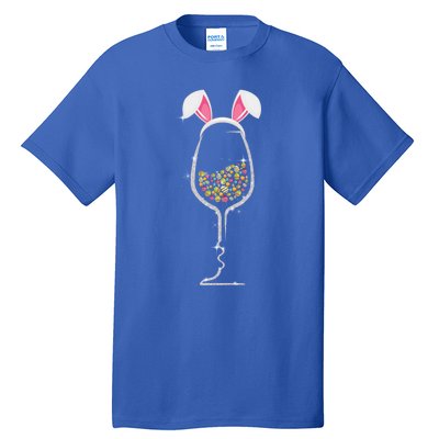 Wo Easter Day Color Egg Wine Glass Bunny Wine Lovers Tee Gift Tall T-Shirt