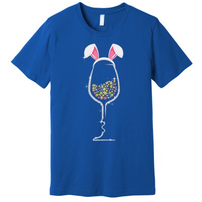 Wo Easter Day Color Egg Wine Glass Bunny Wine Lovers Tee Gift Premium T-Shirt