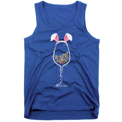 Wo Easter Day Color Egg Wine Glass Bunny Wine Lovers Tee Gift Tank Top