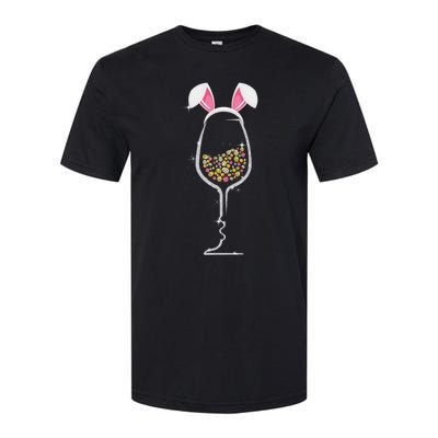 Wo Easter Day Color Egg Wine Glass Bunny Wine Lovers Tee Gift Softstyle CVC T-Shirt