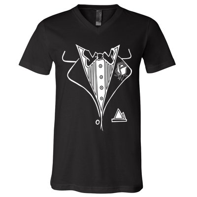 Wedding Prom Rose Tux Tuxedo V-Neck T-Shirt